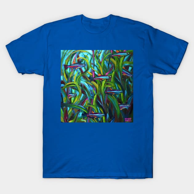 Go With The Flow Neon Tetras by Robert Phelps T-Shirt by RobertPhelpsArt